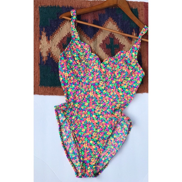 Vintage Other - • Vintage • Floral one piece bikini. Size S/M
